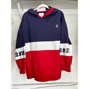 Vintage Express Atheletique Hoodie Sweatshirt Energie Blue Red Pullover Sz Large